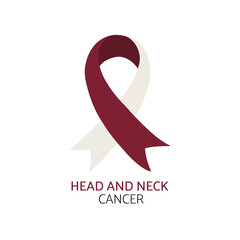 Head and neck cancer awareness symbol. Burgundy and ivory color vector illustration.