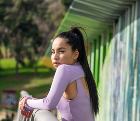 young girl on the bridge looking