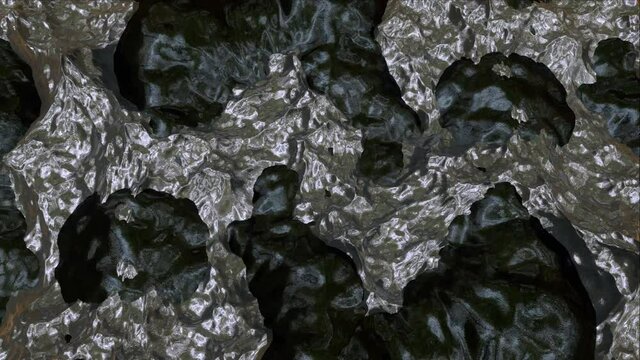 Black and silver fluids mix.
Loop ready animation of black and silver matter moving endlessly.