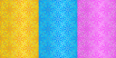 Set of colorful wrapping paper with floral pattern.