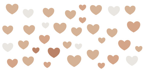 Boho bohemian color hearts flying holiday decoration. Romantic emotions vector symbols. Cute Valentine's card background. Love concept heart shapes beautiful holiday decoration. 