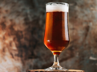 A glass of pilsner beer on the creative rusty iron background of copyspace