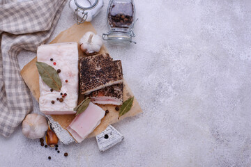 Salty pork lard with garlic