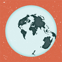 World Map Poster. Airy's minimum-error azimuthal projection. Vintage world shape with grunge texture. Amazing vector illustration.