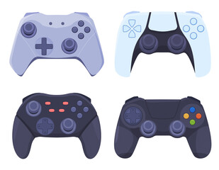 A set of game joysticks for modern video game consoles. Gadgets for video games. Vector illustration on a white background © Igor