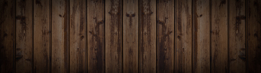 Obraz premium old brown rustic dark wooden texture - wood timber background panorama long banner 