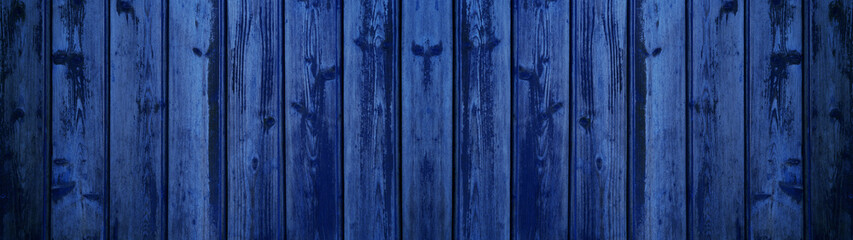 Abstract grunge old dark blue painted wooden texture - wood background panorama long banner