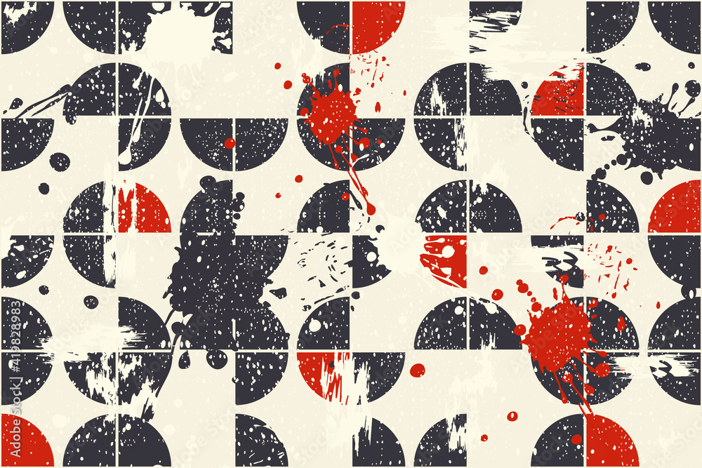 Aufkleber Abstract seamless polka dots pattern with an effect of attrition in retro colors. Retro design. Vector shabby geometric carpet. Background for ceramic tile, wallpaper, linoleum, textile, web page