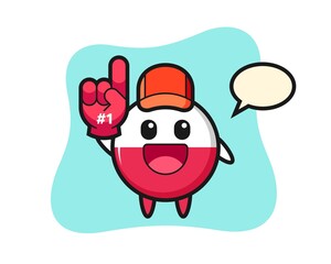 Poland flag badge illustration cartoon with number 1 fans glove