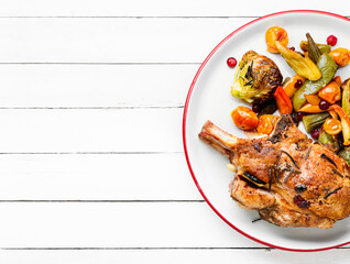 Baked meat with vegetables