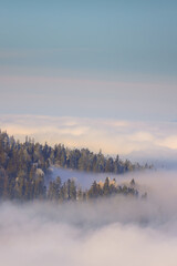 Mglista panorama z Czarnej Góry - obrazy, fototapety, plakaty