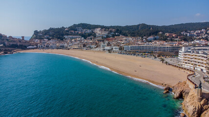 aerial view of the city and the beach, tossa de mar.