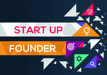 Creative (startup founder) Banner Word with Icon ,Vector illustration.