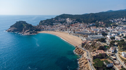 aerial view of the town Tossa de Mar, Spain. 