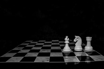 Business concept design with chess pieces. Chess board game concept for ideas and competition and...