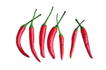 Fotobehang Fresh red chili pepper isolated on white background © NoonVirachada