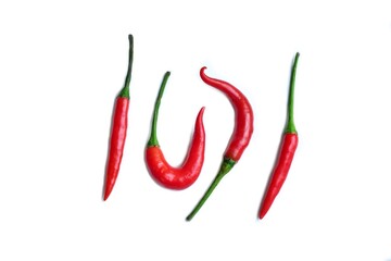 Fresh red chili pepper isolated on white background