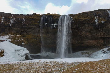 golden circle, waterfall, iceland, snow, icelandic weather, nordic island, north atlantic, water, nature, river, landscape, cascade, stream, rock, forest, falls, fall, green, flowing, natural, stone, 