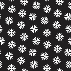 Black and White Christmas Snowflakes seamless pattern design