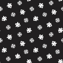 Fototapeta na wymiar Black and White Christmas Snowflakes seamless pattern design
