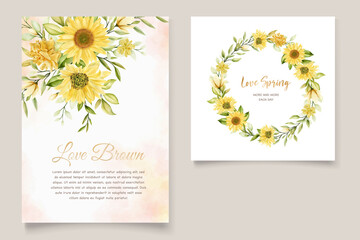 Fototapeta na wymiar beautiful sunflower invitation card set