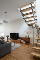 Modern living room with stairs