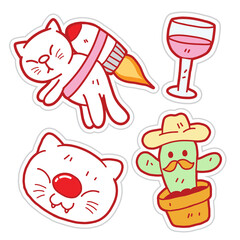 Hand drawn funny stickers