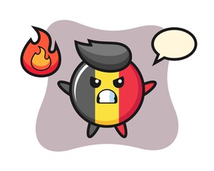 Belgium flag badge character cartoon with angry gesture
