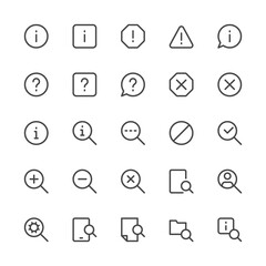 Information, Warning, Search, Notification. Simple Interface Icons. Editable Stroke. 32x32 Pixel Perfect.