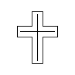 Happy Easter doodle line art design. Black monochrome element. Cristian cross. Religie, christianity. Isolated on white background.