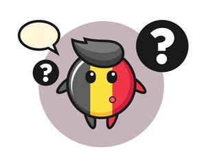 Belgium flag badge mascot illustration with the question mark