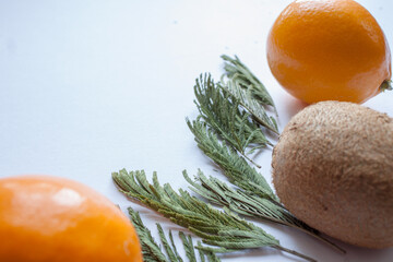 healthy food eating and balanced diet concept, hand pointing juice glass on digital tablet screen with fruits on background