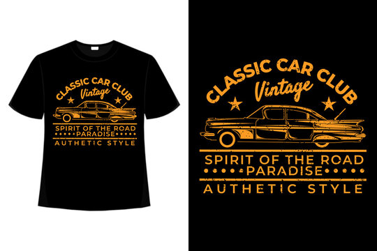T-shirt typography classic car club authentic