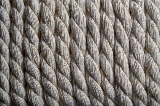 Close-up of vertically coiled rope textured background