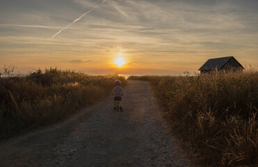 sunset on the road