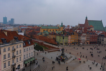 Fototapeta premium Old town in Warsaw, Poland. The Royal Castle and Sigismund's Column called Kolumna Zygmunta