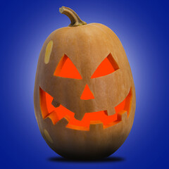 Naklejka premium Halloween pumpkin on blue background 2