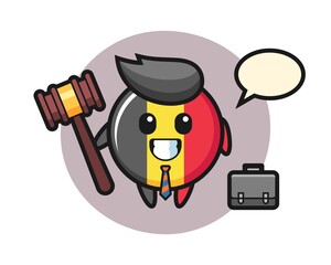 Illustration of belgium flag badge mascot as a lawyer