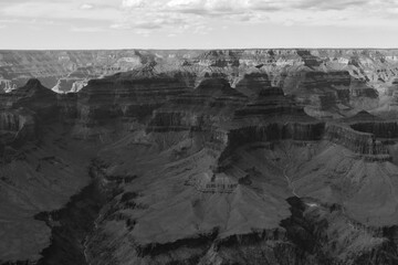Beautiful landscape black and white of South Rim Grand Canyon National Park, Arizona, United States