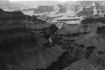 Beautiful landscape black and white of South Rim Grand Canyon National Park, Arizona, United States - Powered by Adobe