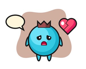 Blueberry cartoon illustration is broken heart