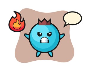 Blueberry character cartoon with angry gesture