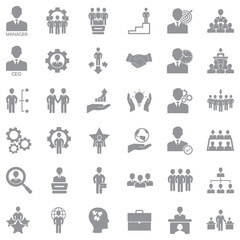 CEO And Manager Icons. Gray Flat Design. Vector Illustration.