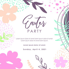 Easter. Egg hunting. Trendy vector art template suitable for social media posts, mobile apps, banners design. Spring holidays. Happy Easter
