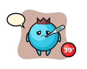 Blueberry mascot character with fever condition