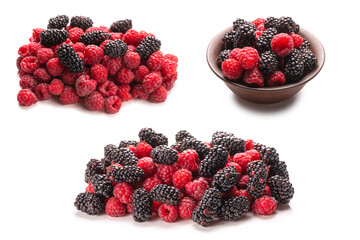 Tasty raspberry and blackberry background.