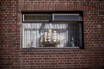 ship model in window