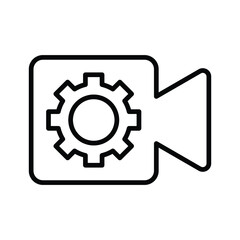 Video camera outline icon. Line art vector design.