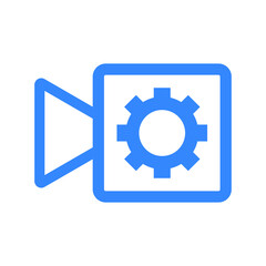 Video camera icon. Blue vector graphics.
