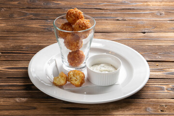 Grilled cheese balls with ranch dressing